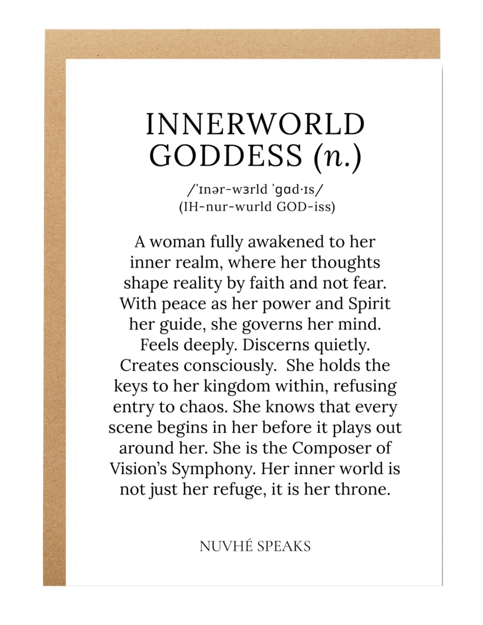 innerworld goddess definition for women greeting card by nuvhe speaks
