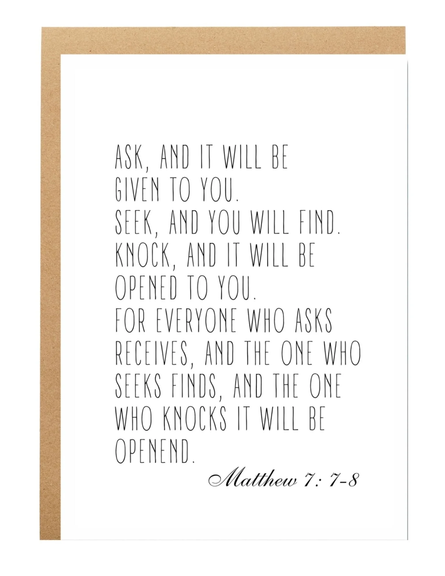 ask and it will be given to you bible verse matthew 7 78 greeting card
