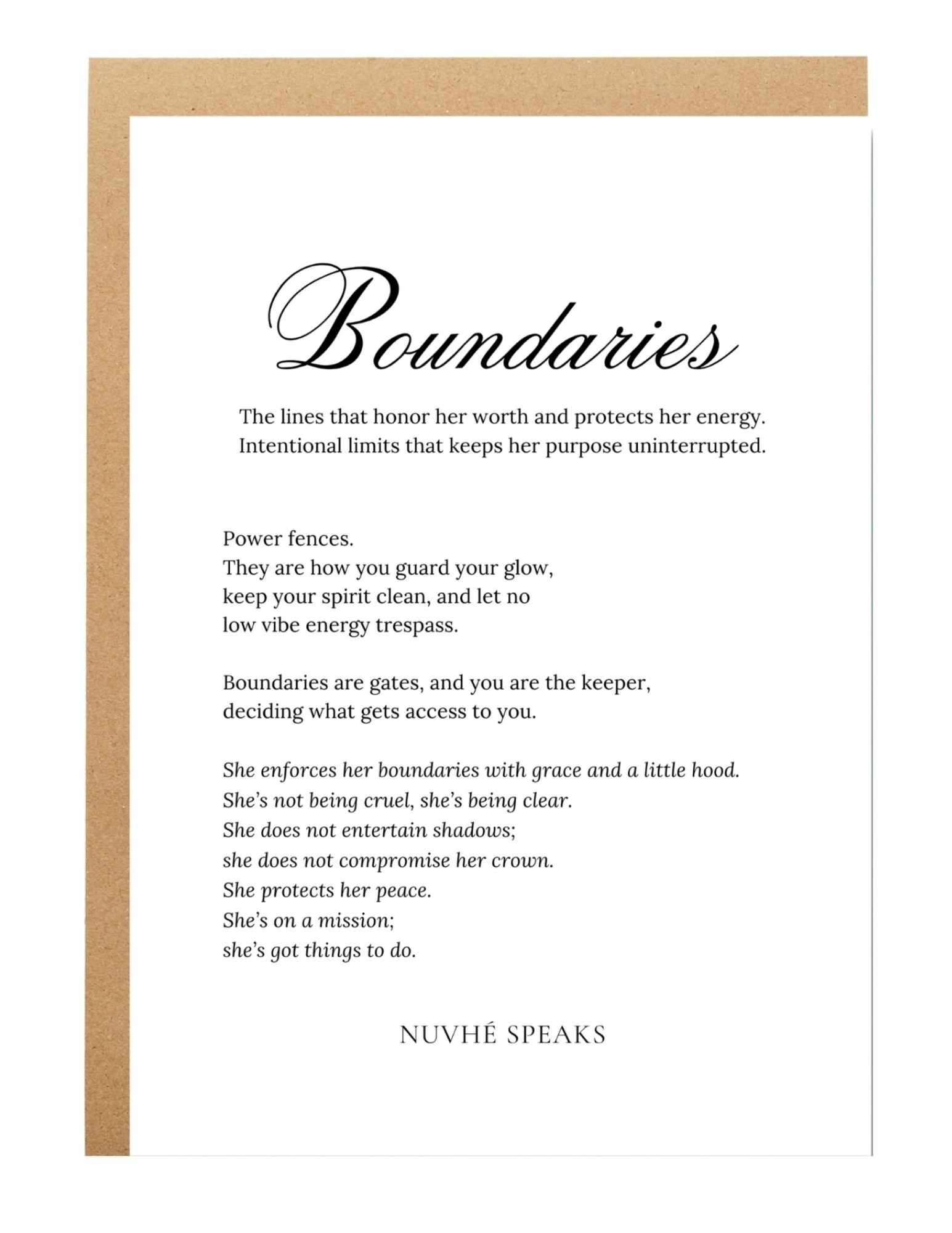 Boundaries  empowering quote for women greeting card by nuvhe speaks