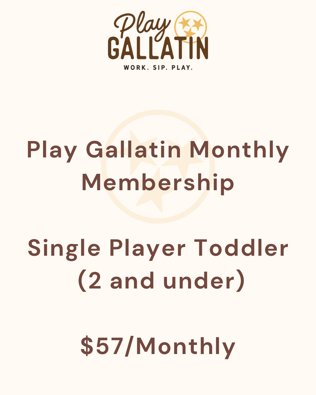 Single Player Toddler Membership Ages 2 and Under