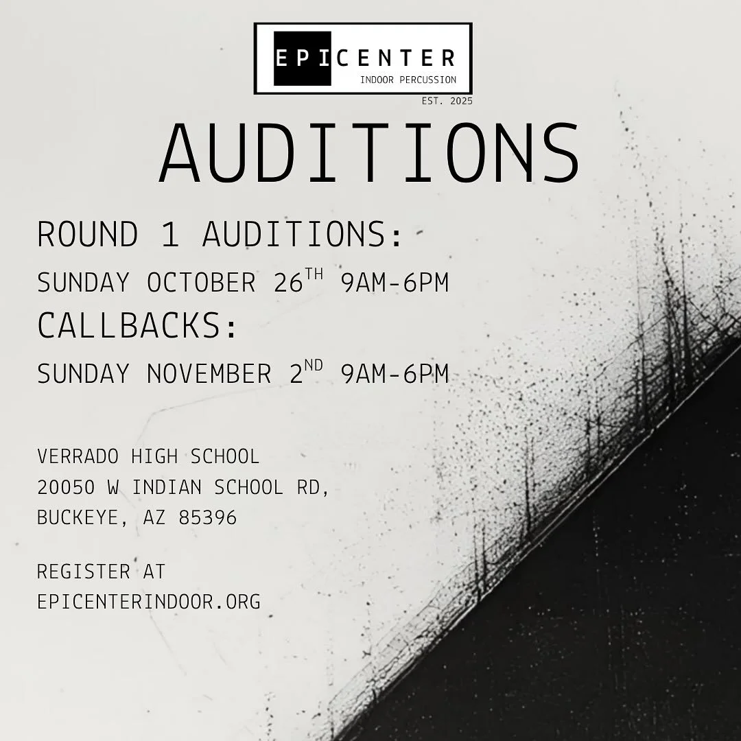 Come be a part of Epicenter Indoor Percussion&rsquo;s inaugural season! Check out the website link in bio to register for auditions and meet the staff!