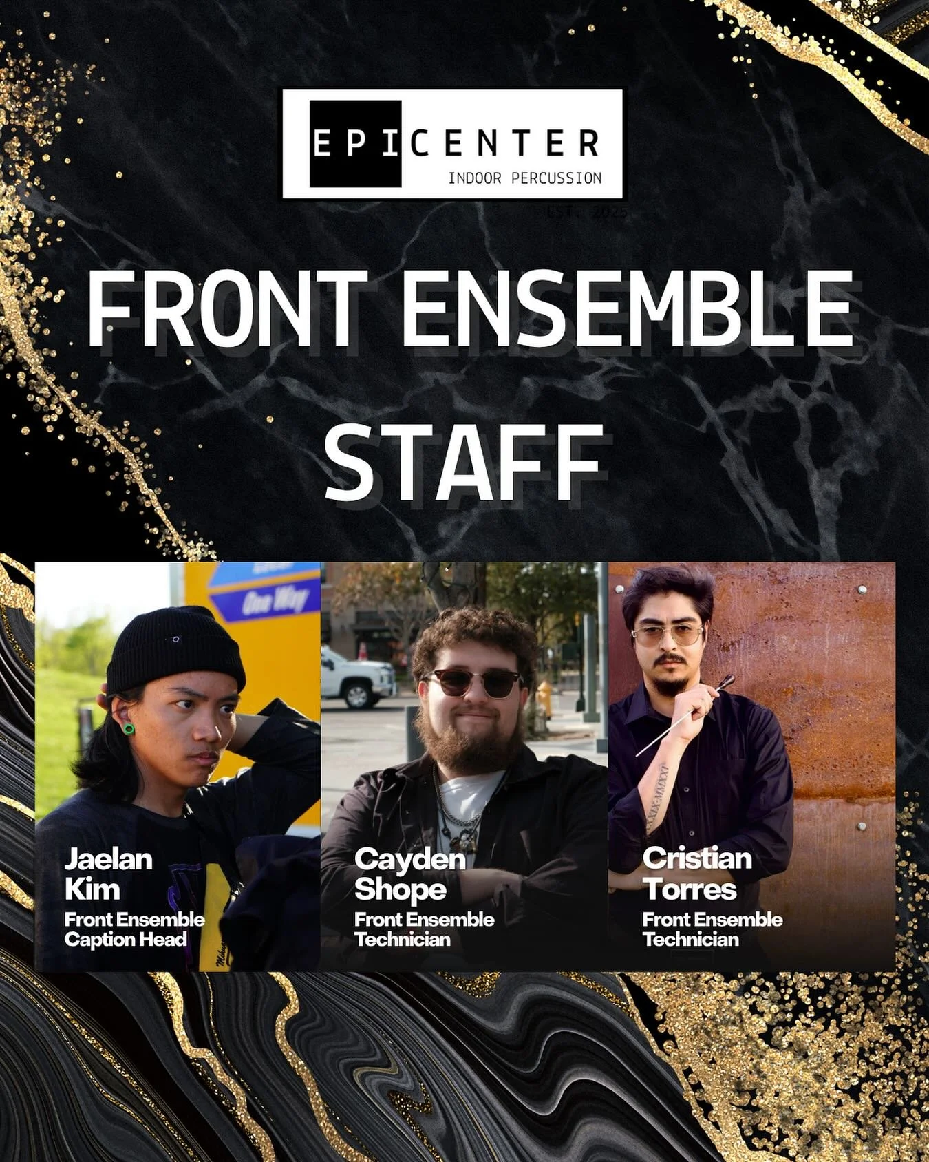 Welcome our front ensemble staff for the 2026 season! 

#wgaz #wgi #indoorpercussion