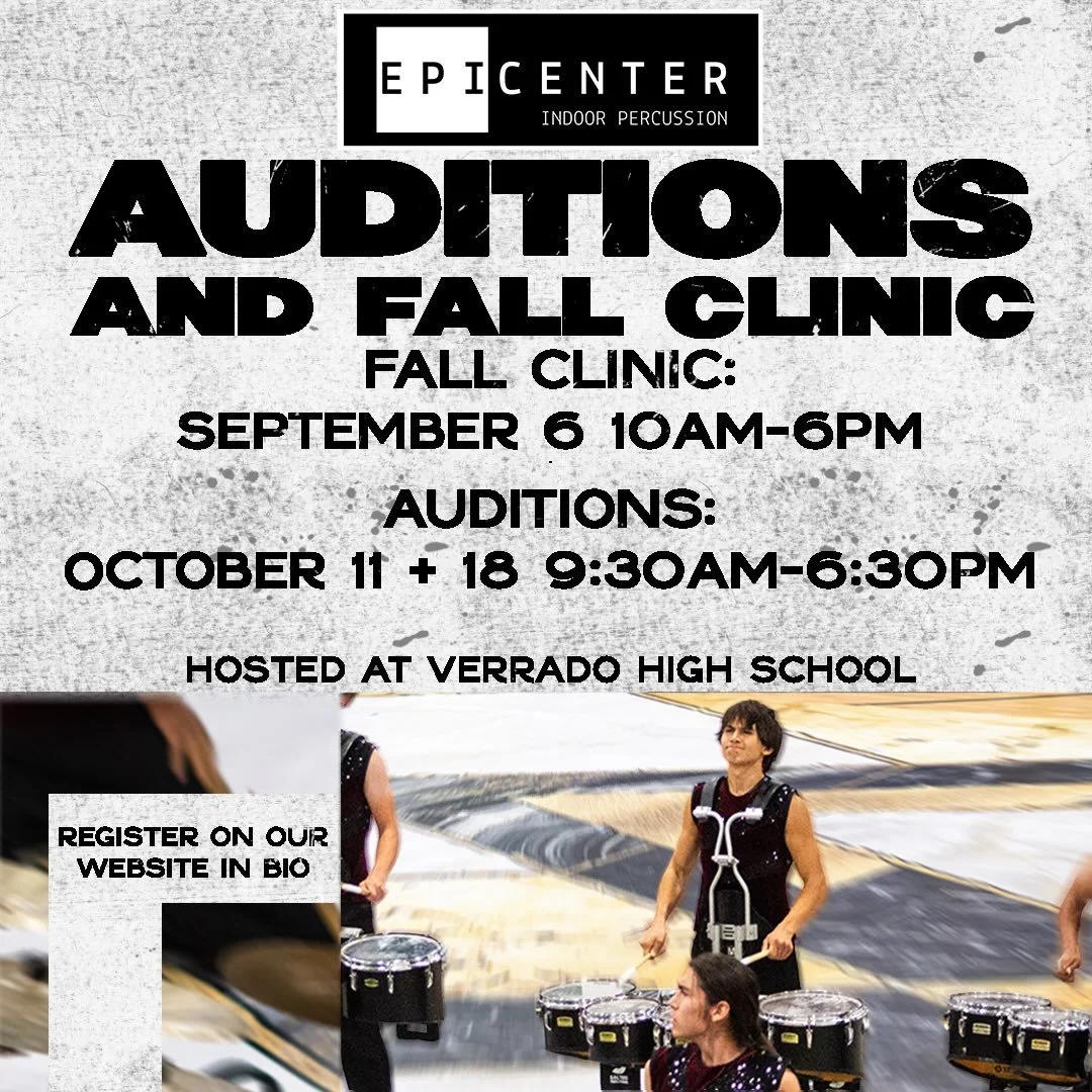 2027 Clinic and Audition Registration is Here!

Fall clinic: September 6th 10AM-6PM
Auditions: October 11th 9:30AM-6:30PM
Callbacks: October 18th 9:30AM-6:30PM
Location: Verrado High School

Register at the link in our bio!