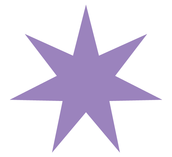 A purple eight-pointed star on a black background.