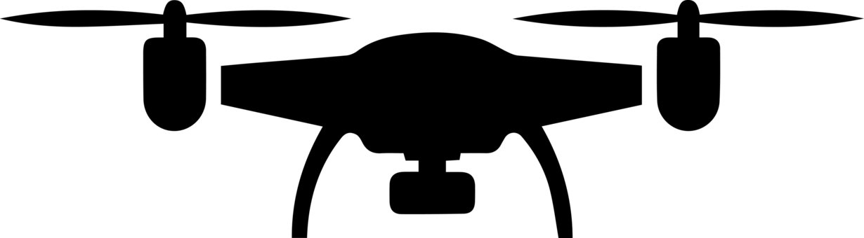 Silhouette of a quadcopter drone with four propellers.