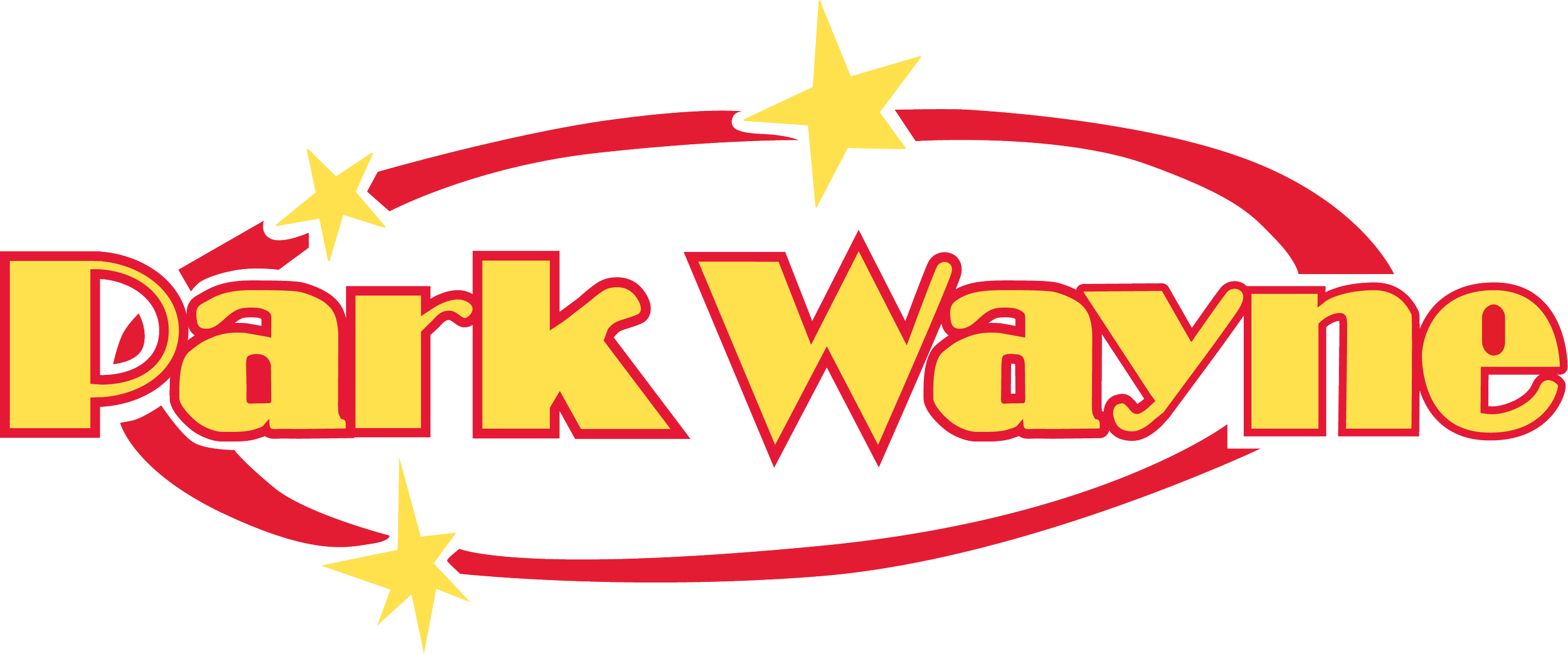 Colorful logo with the words 'Dark Wash' in large yellow letters outlined in red, surrounded by yellow stars and a red swoosh