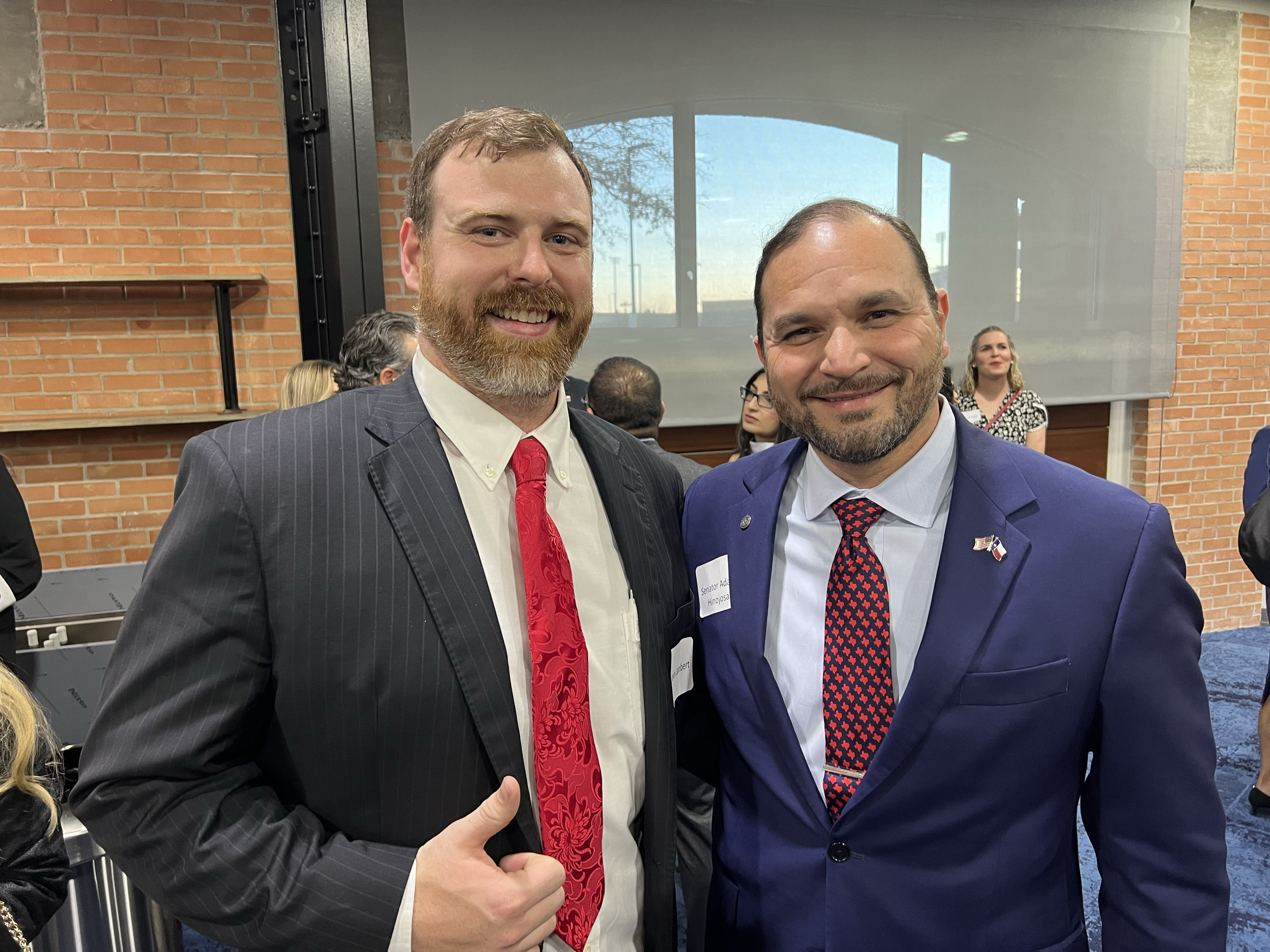Kevin with Senator Adam Hinojosa at the Texas Independence Dinner in Corpus Christi