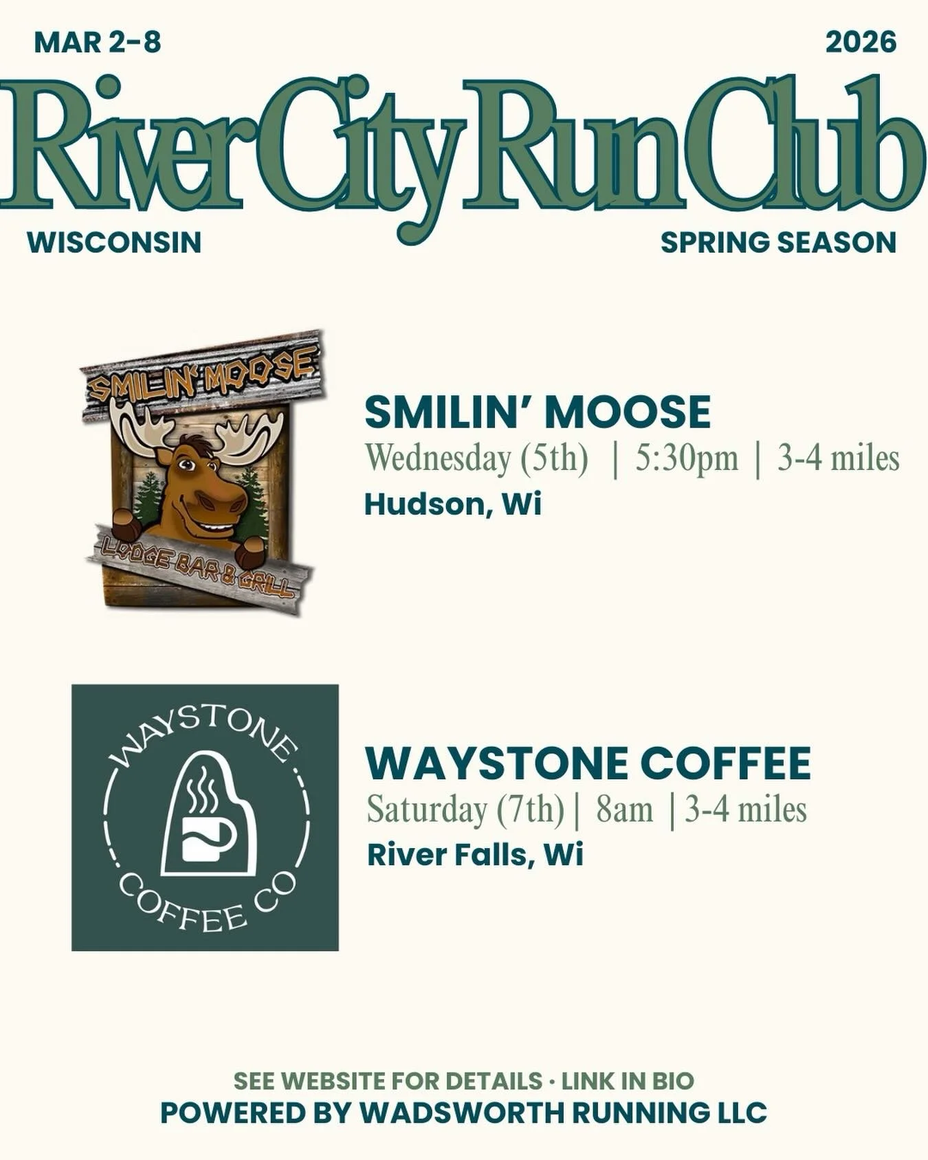 Jumping the gun a bit early with the first spring edition&hellip; manifesting warmer weather!🍃☀️

#hudsonwi #riverfallswi #runclub