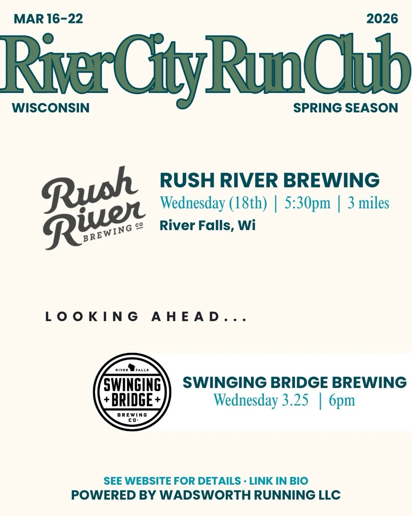 This week&rsquo;s edition 🏃&zwj;♀️🏃

(no Saturday run this week!)

#runclub #hudsonwi #riverfallswi