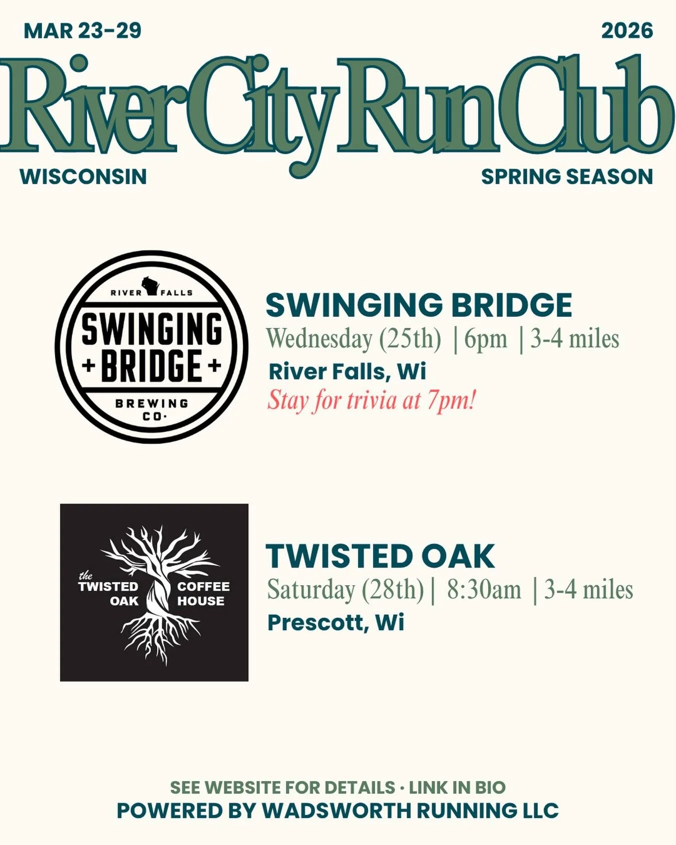This week&rsquo;s edition 🏃&zwj;♀️🏃

#runclub #wisconsinrunning #riverfallswi #prescottwi