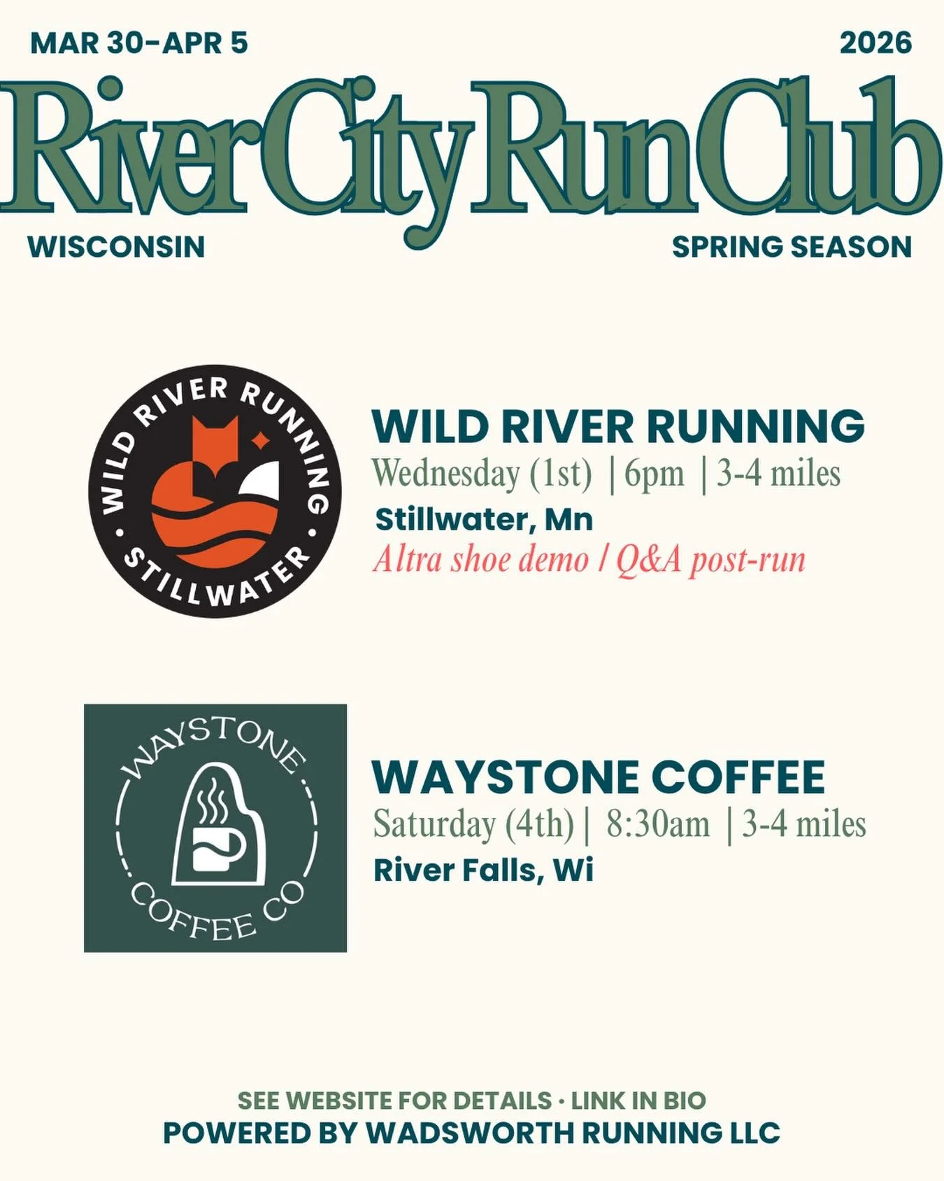 This week&rsquo;s edition 🏃&zwj;♀️🏃

#runclub #wisconsinrunning #riverfallswi #hudsonwi #stillwatermn