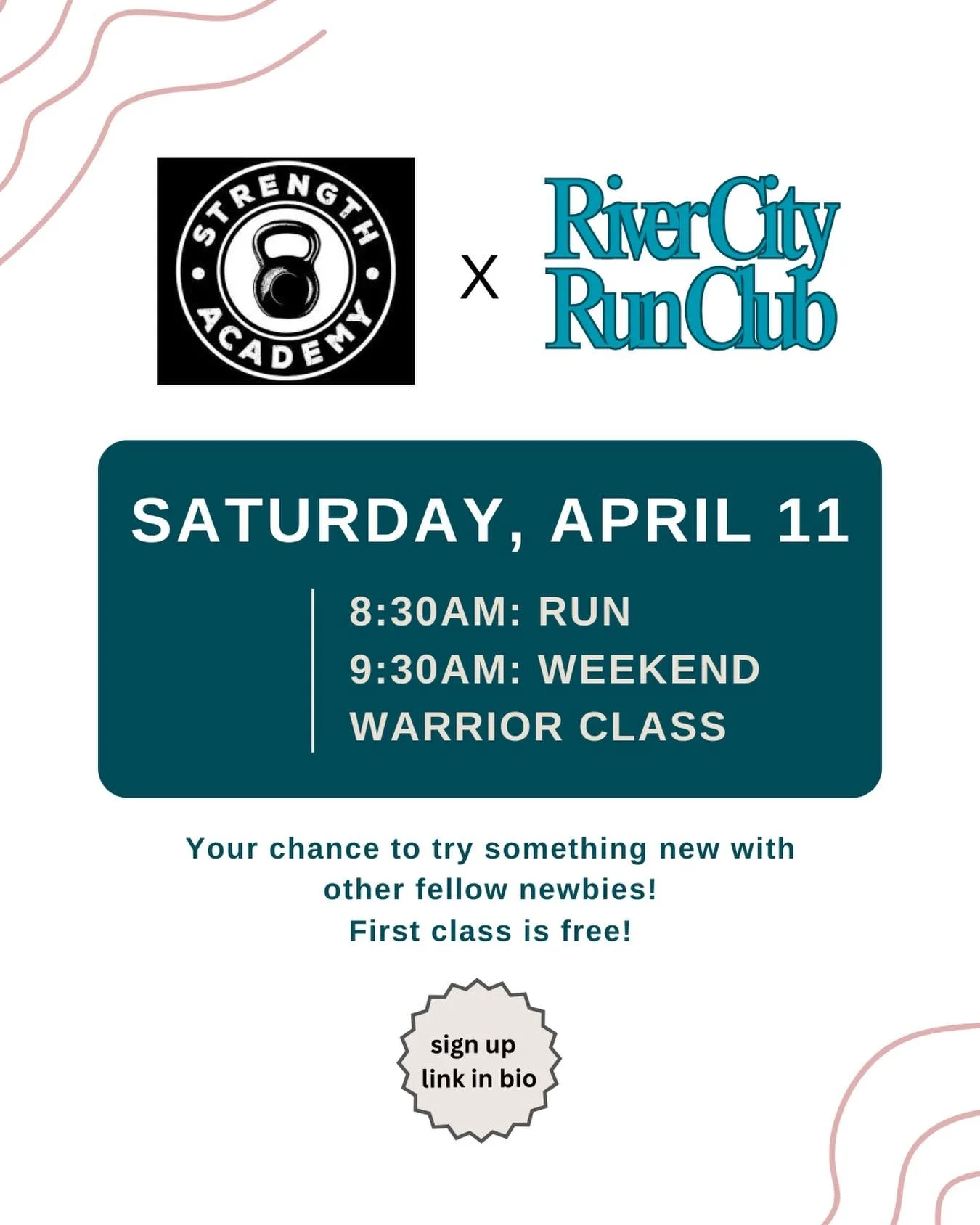 Run + Strength this Saturday! Start with a 3 mile run from Strength Academy (meet in back parking lot), then refuel and get ready to join the 9:30 Weekend Warrior class. 

This is the perfect chance to try something new, whether it&rsquo;s your first