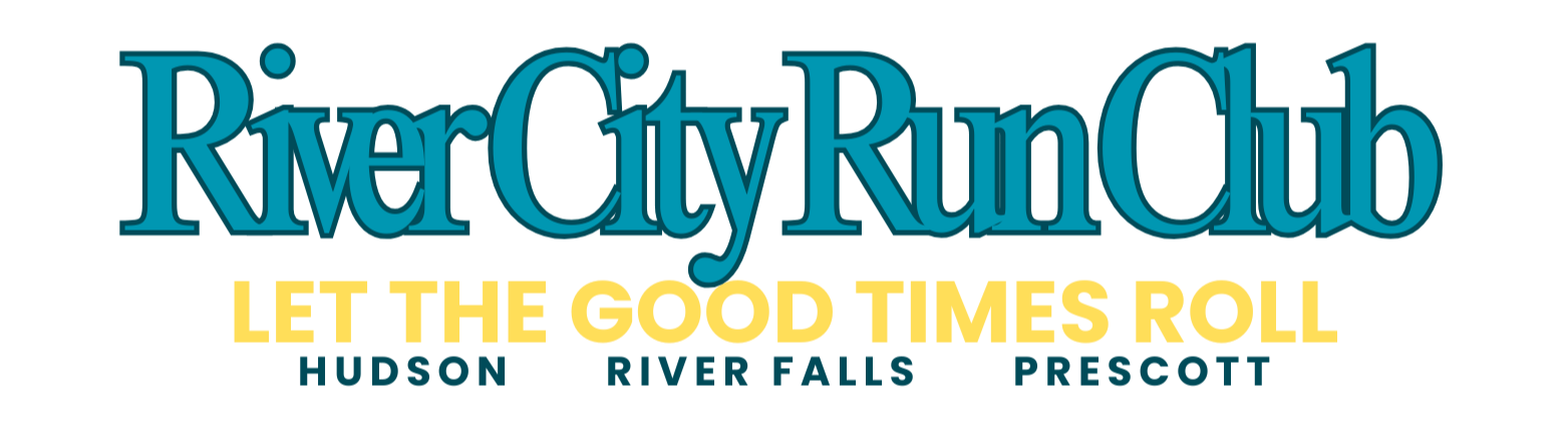 Logo for River City Rumble featuring the text 'Let the Good Times Roll' and the names of three locations: Hudson, River Falls, and Prescott.