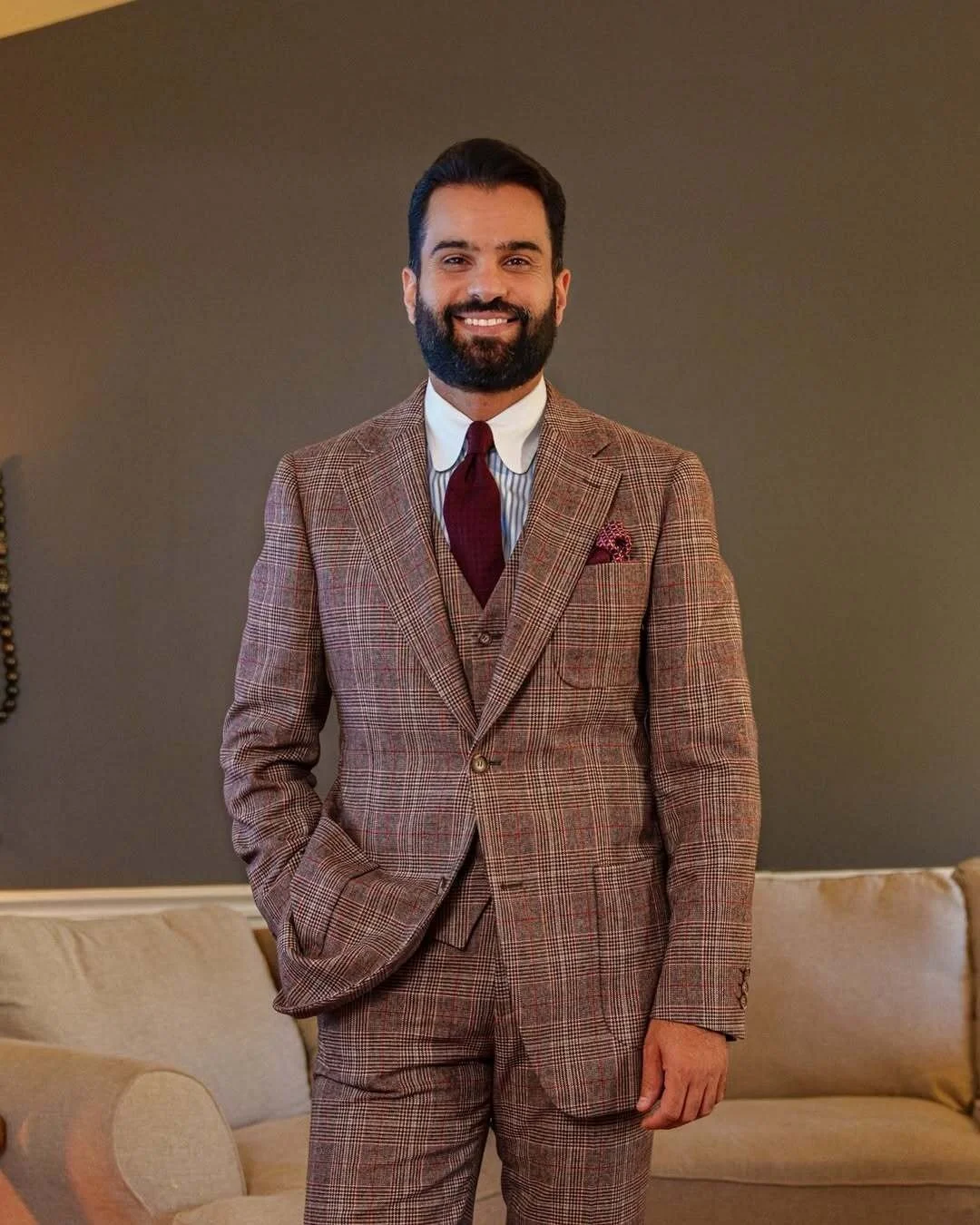 Hockerty (Custom), Brown Checkered Suit, $659