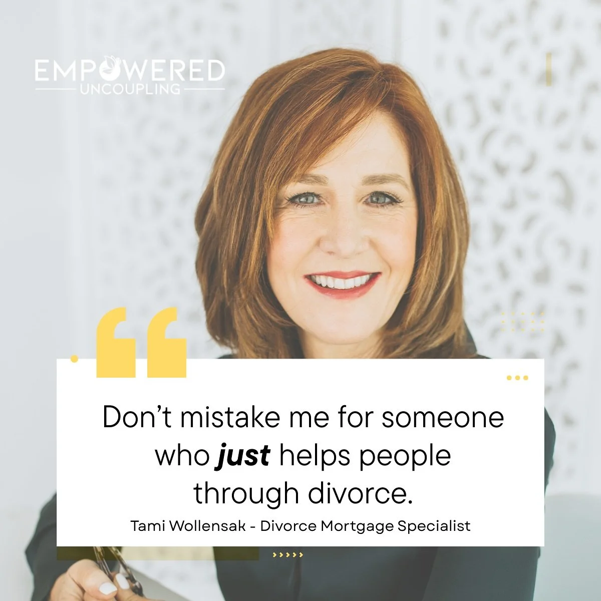 💥 Don&rsquo;t mistake me for someone who just helps people through divorce.

I&rsquo;m a mortgage banker &mdash; and a damn good one &mdash; backed by an extraordinary team that not only knows mortgage lending but also understands the nuances of fam