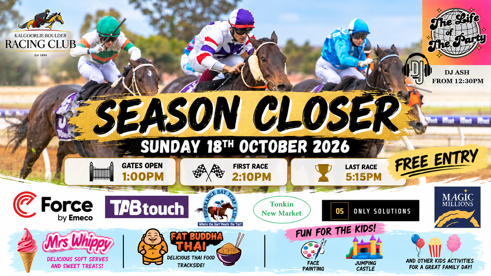 Family Race Day                        Season Closer 18th Oct 2026