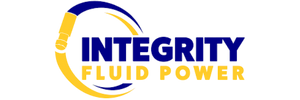 Logo with a yellow and blue circular design and the words 'INTEGRITY FLUID POWER' in bold blue and yellow letters.