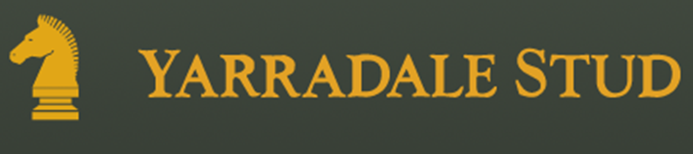 Logo of Yarradale Stud with a yellow horse chess knight and text.