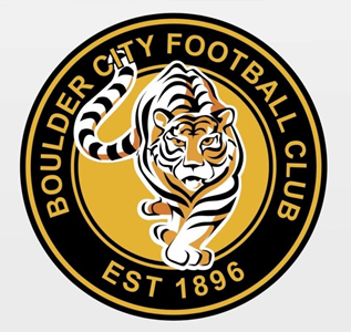 Logo of the Boulder City Football Club featuring a tiger and the text 'Boulder City Football Club EST 1896'.