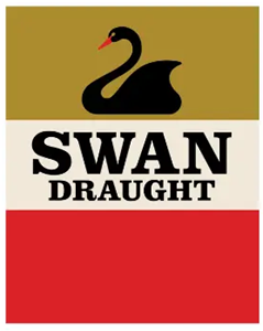 Logo for Swan Draught beer featuring a black swan illustration above the text.