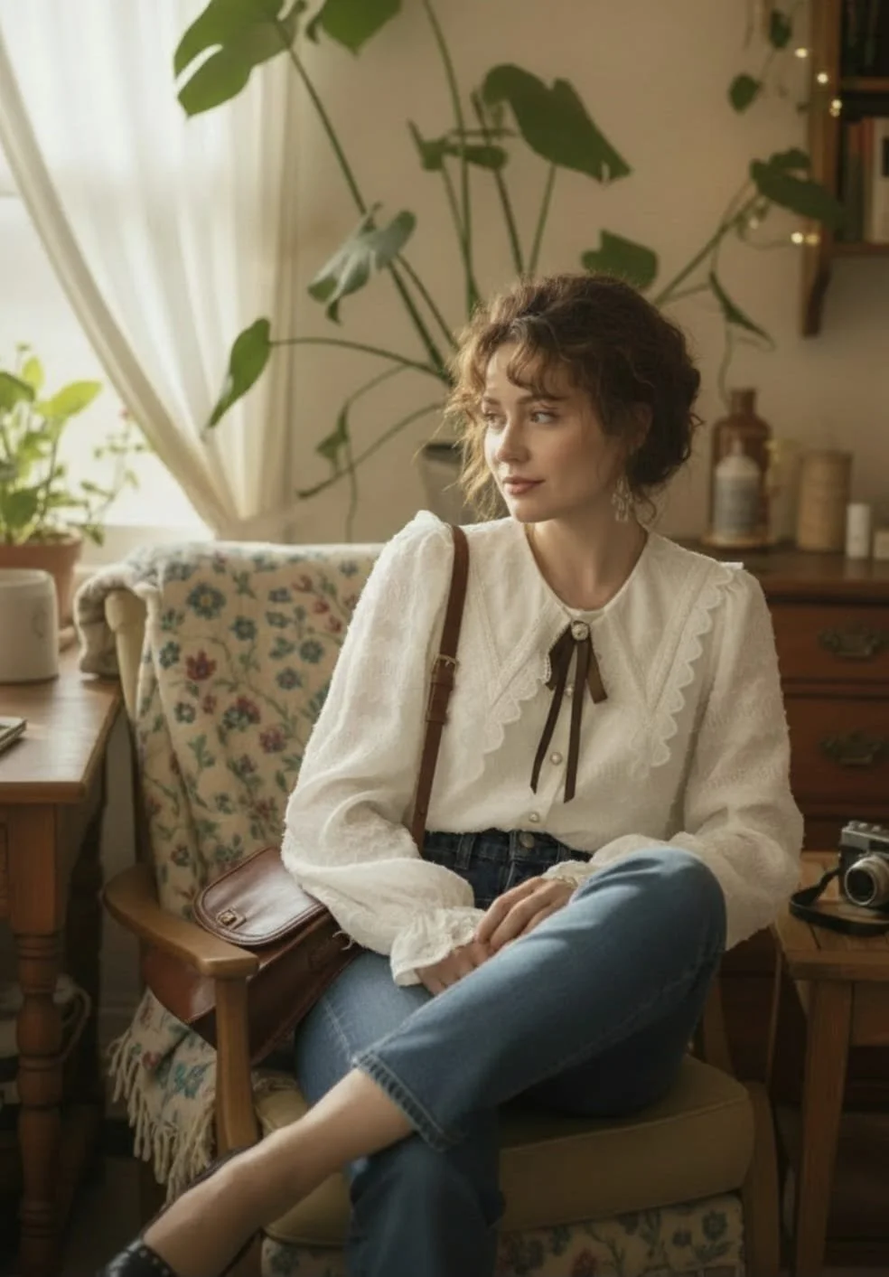 Vintage Style Lace Detailed Blouse