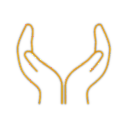 Illustration of two cupped hands raised in a gentle gesture.