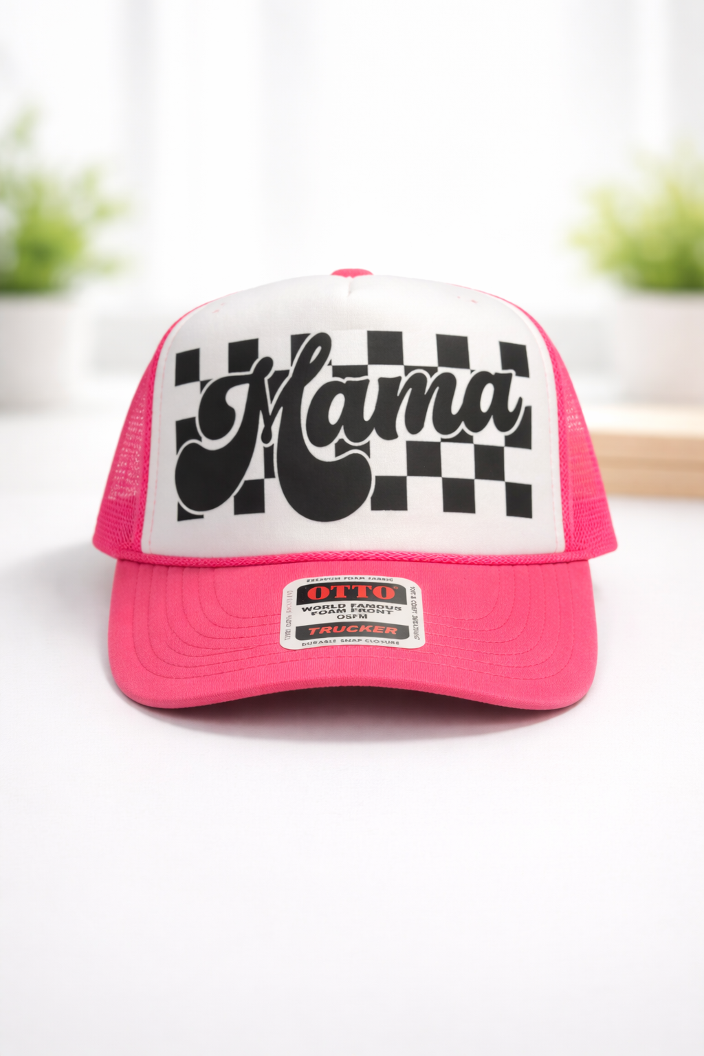 Checkered Mama Trucker Hat