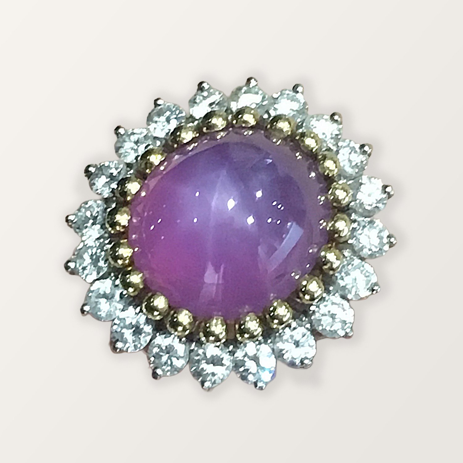 PLUM PINK STAR SAPPHIRE RING FOR SALE