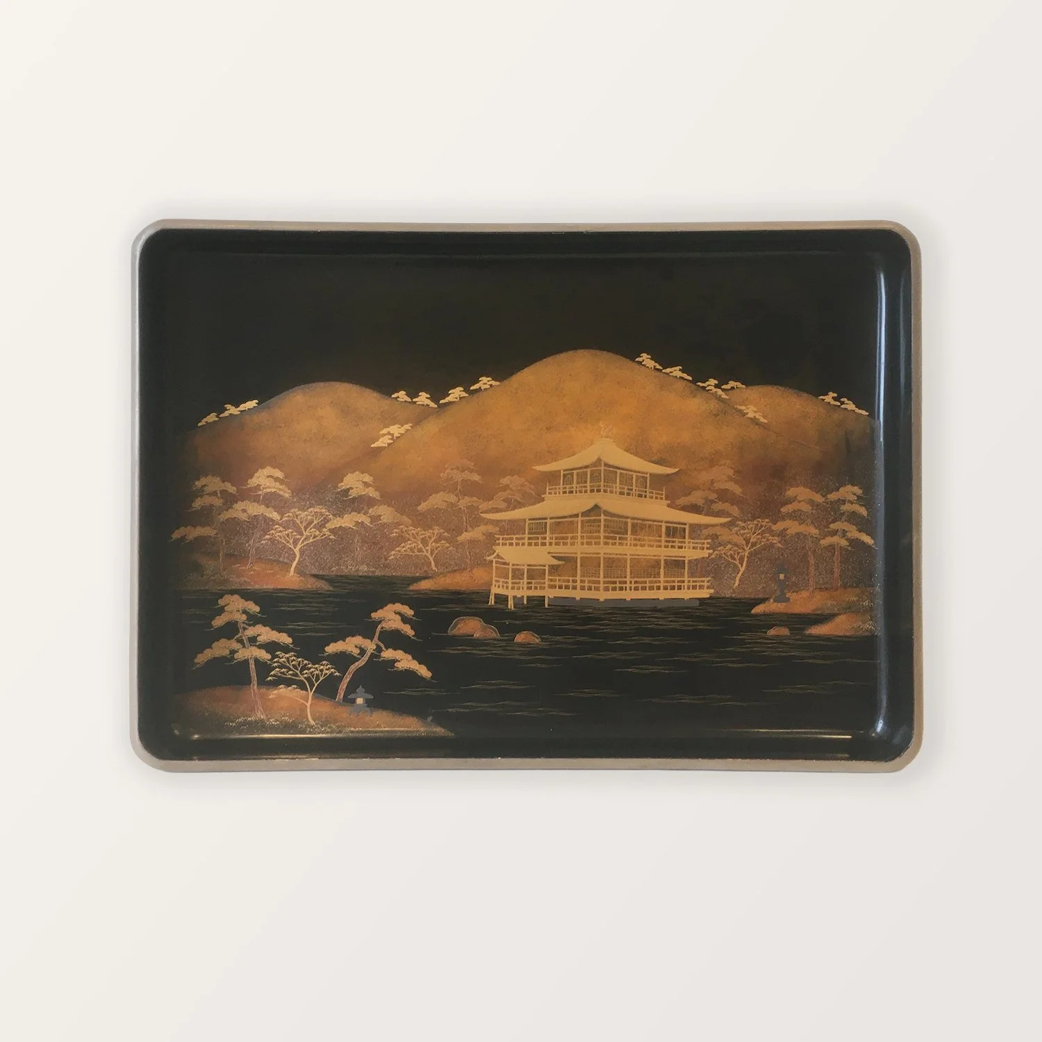 ZOHIKO GOLDEN PAVILION KINKAKU-JI LACQUER & MAKI-E TRAY (MEIJI / TAISHO)