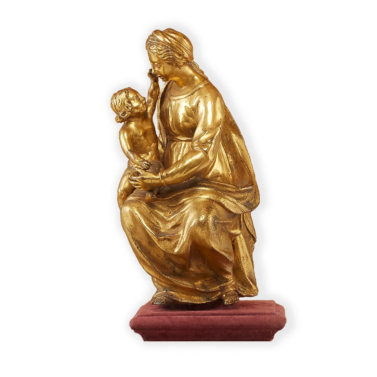 *BARTHELEMY PRIEUR* (1536-1611) ORIGINAL GILT BRONZE MADONNA & CHILD, CIRCA 1600