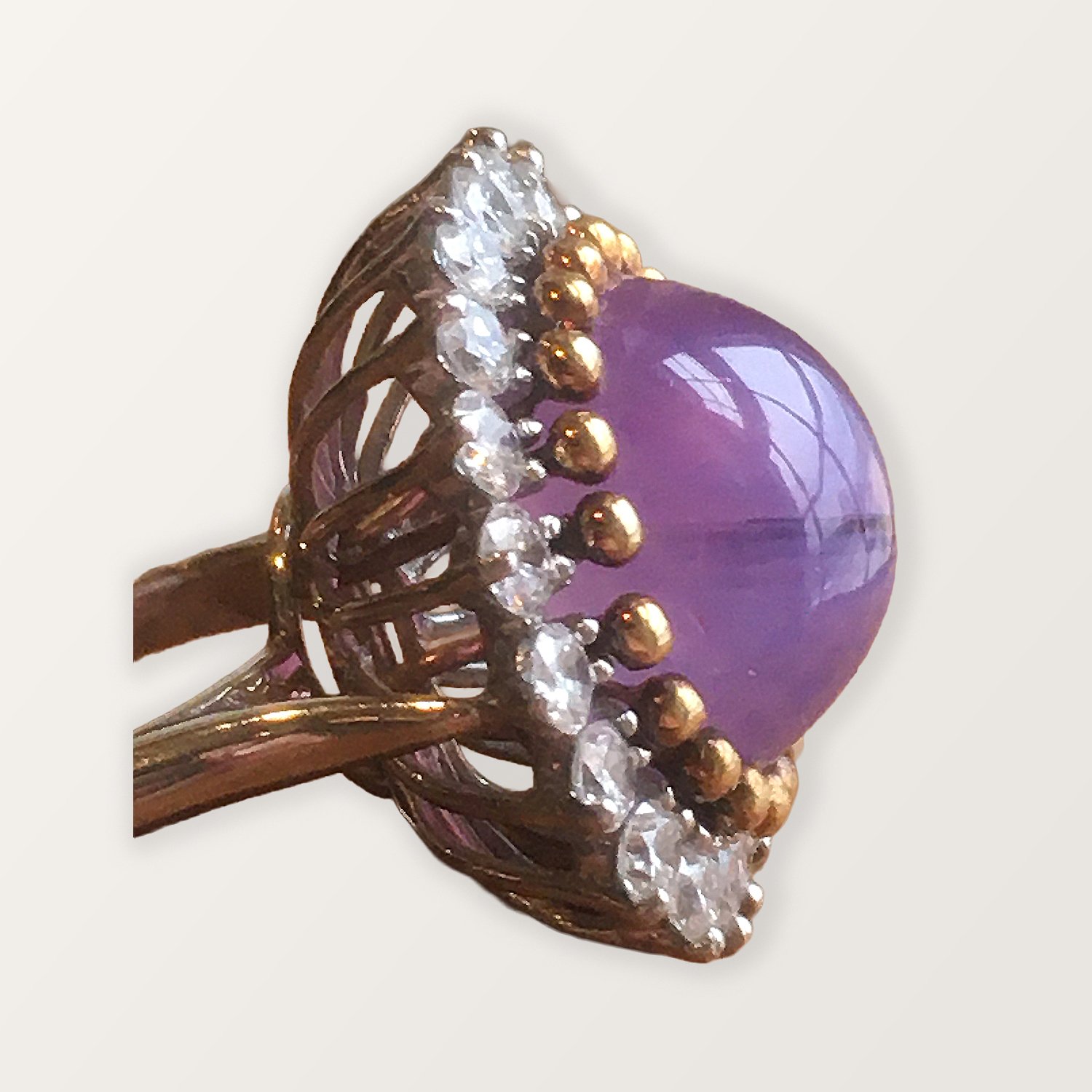 PLUM PINK STAR SAPPHIRE RING FOR SALE