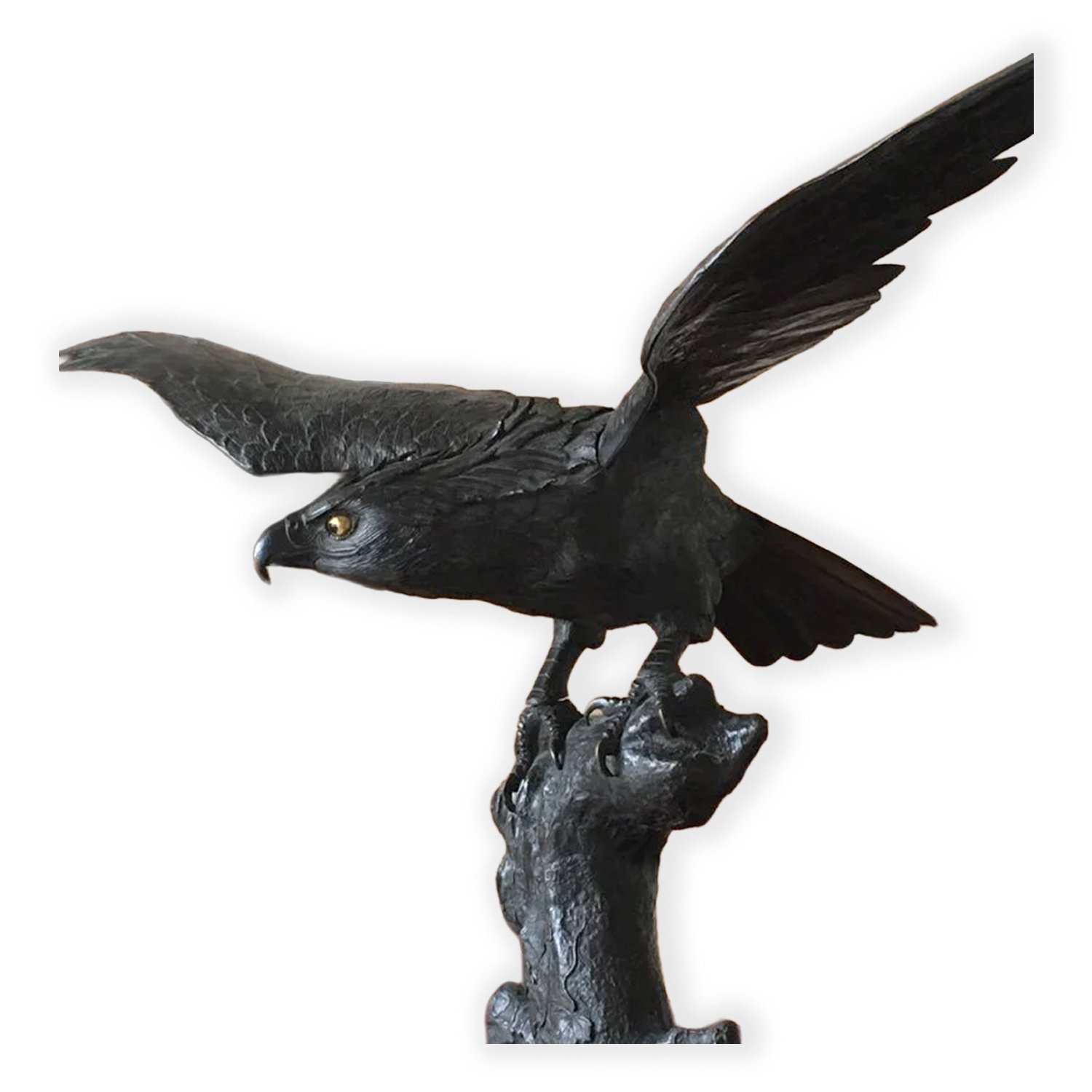 MEIJI JAPANESE BRONZE EAGLE GILT CRYSTAL EYES