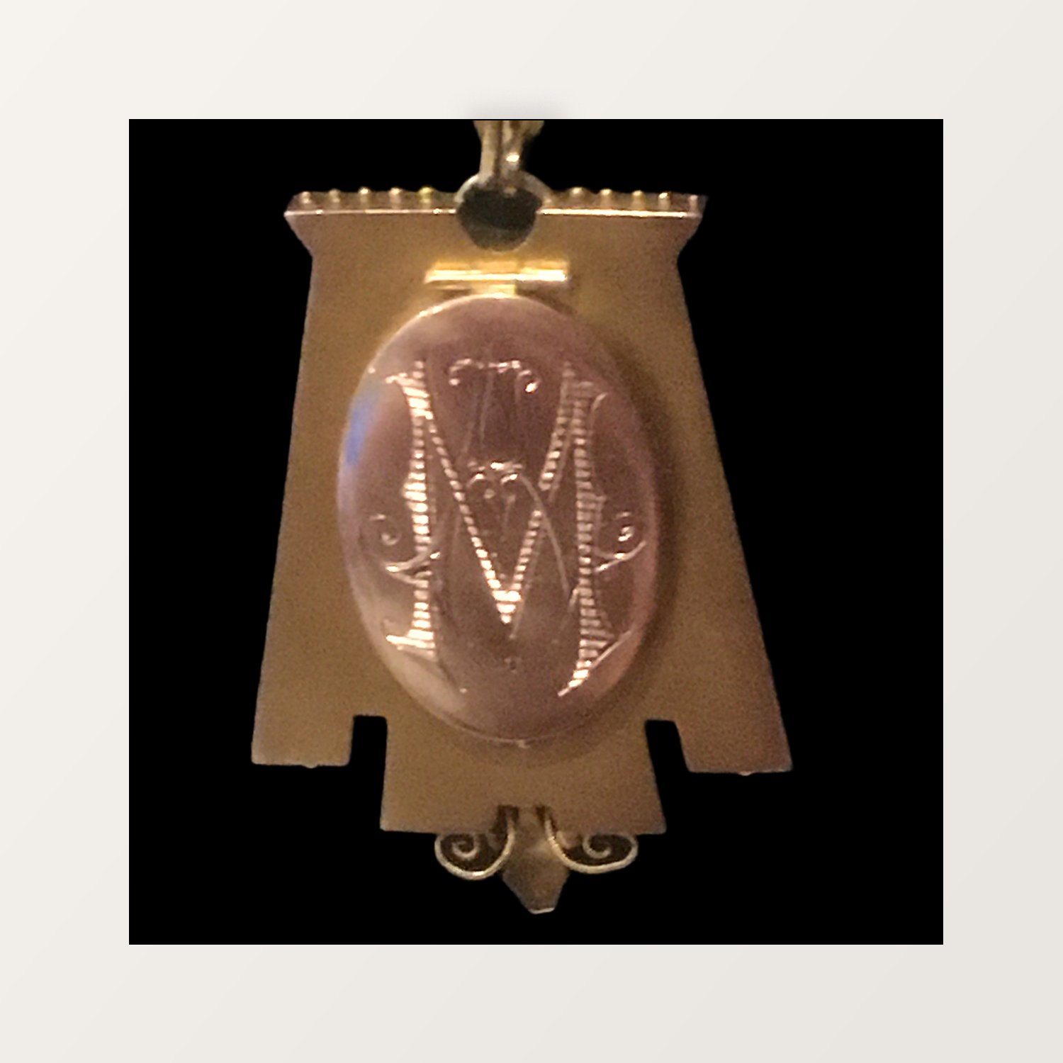 ROYAL FLEUR DE LYS SOLID GOLD NECKLACE WITH VICTORIAN MOURNING LOCKET