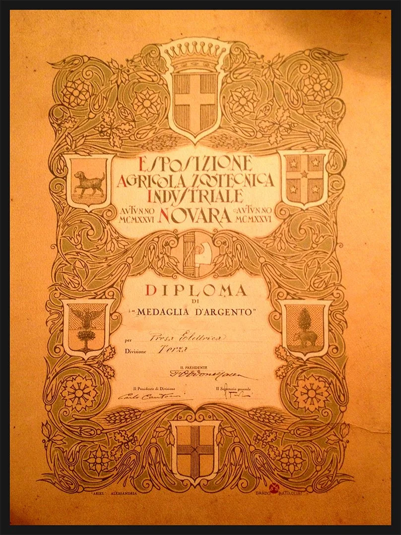 1926 Novara Exposition, Silver Medal Award