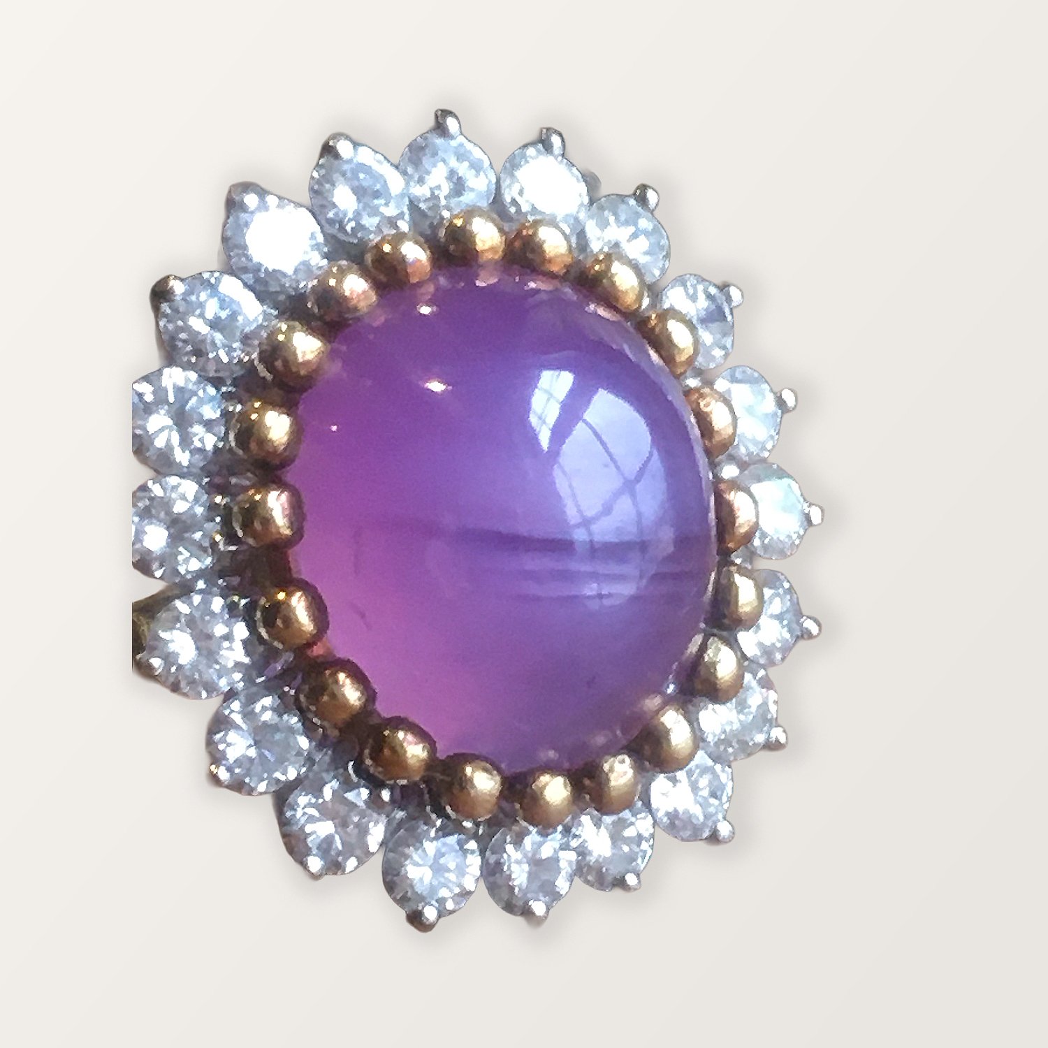 PLUM PINK STAR SAPPHIRE RING FOR SALE