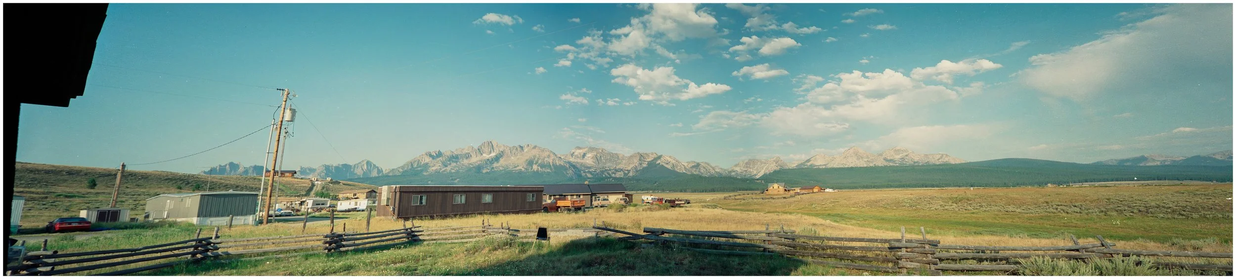 A panoramic view of the Sawtooth Range from our room at the Sawtooth Hotel, Stanley Idaho (click image for geotag).