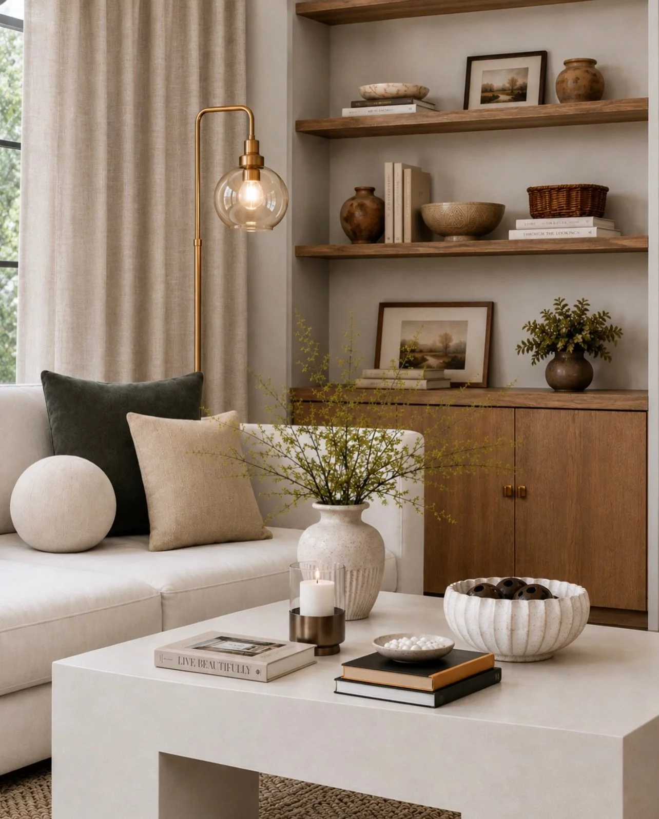 VIGNETTES ✨ The little spaces that make a home feel special.
Not every beautiful moment in a home needs to be a whole room.
Sometimes it&rsquo;s an entry wall that tells a story.
A floating nightstand styled with just a few meaningful pieces.
Open ki