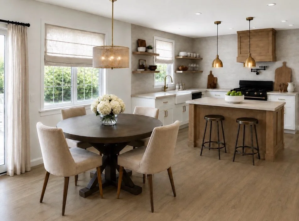 A kitchen transformation I&rsquo;ll never get tired of♡
Swipe through for the finished space, the before, and the messy middle. 

We took a dark, dated kitchen and completely reimagined it into a space that feels warm, bright, timeless and collected.