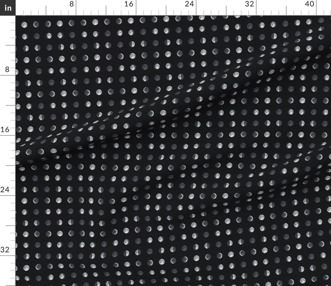 Fabric in Black and White Polka Dot Realistic Moon 3/4 in Dot (Wallpaper 1 in Dot)