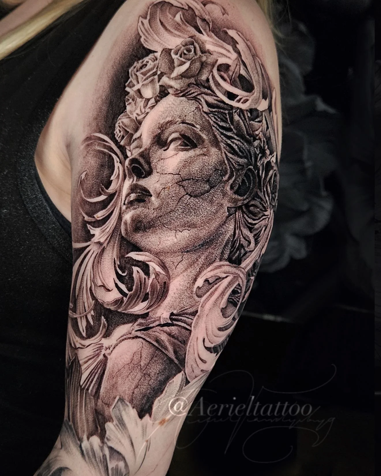 Close up on the latest addition of Aphrodite to this project. Thanks for coming all the way from Georgia to let me poke you 💗can&rsquo;t wait to add more to the inner arm soon