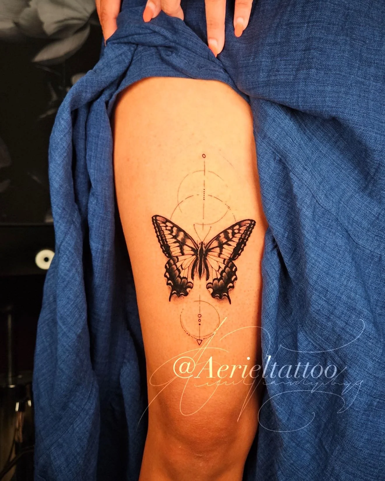 Butterfly with geometric fineline. Would love to do more like this