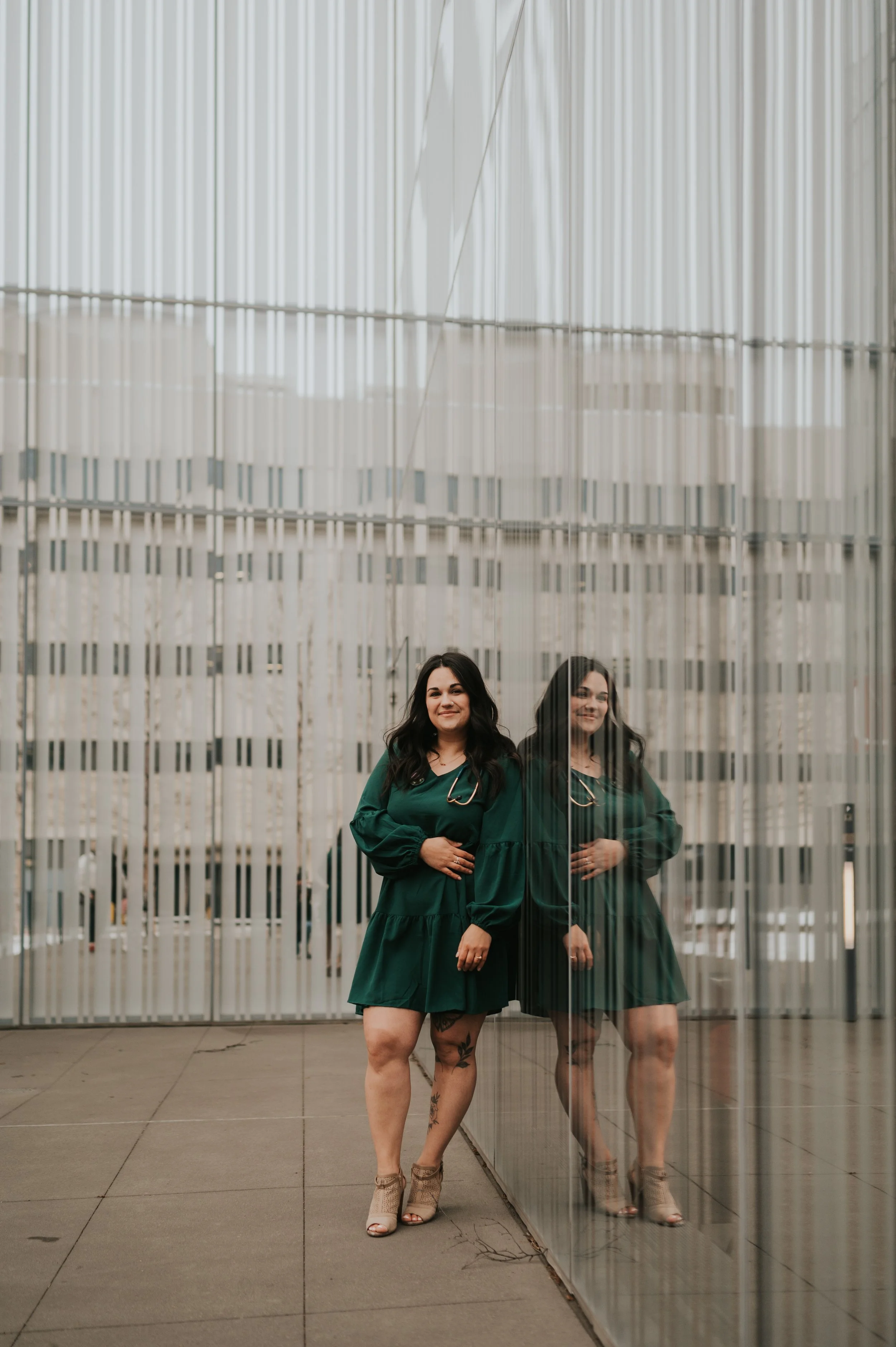 nurse against building