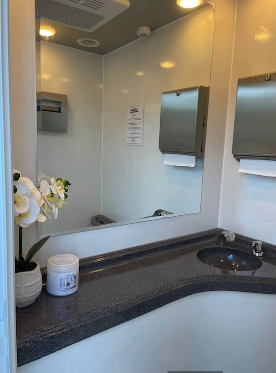 two-station restroom trailer interior 2