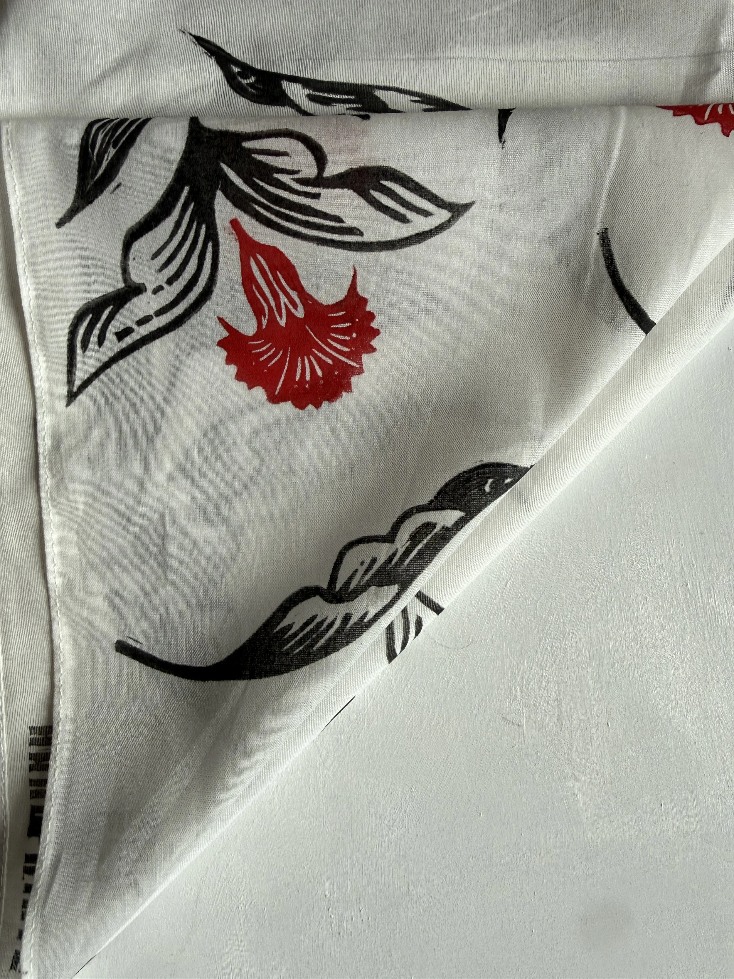 Hand-Printed Cotton Flower Bandana