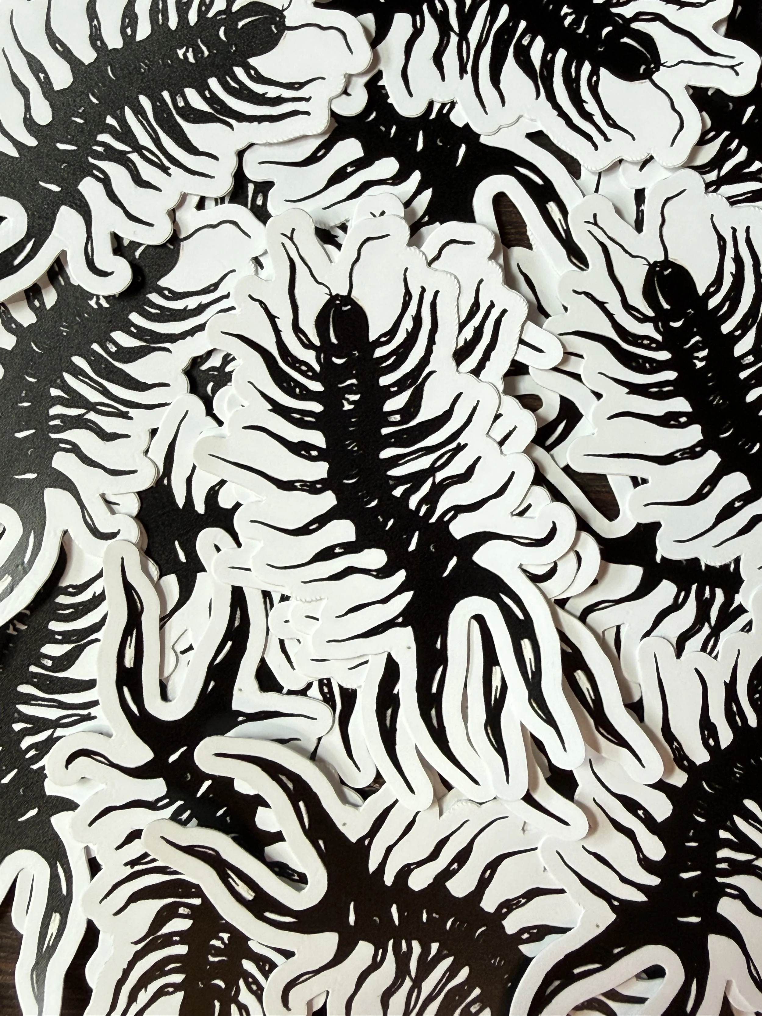 Centipede Linocut Sticker