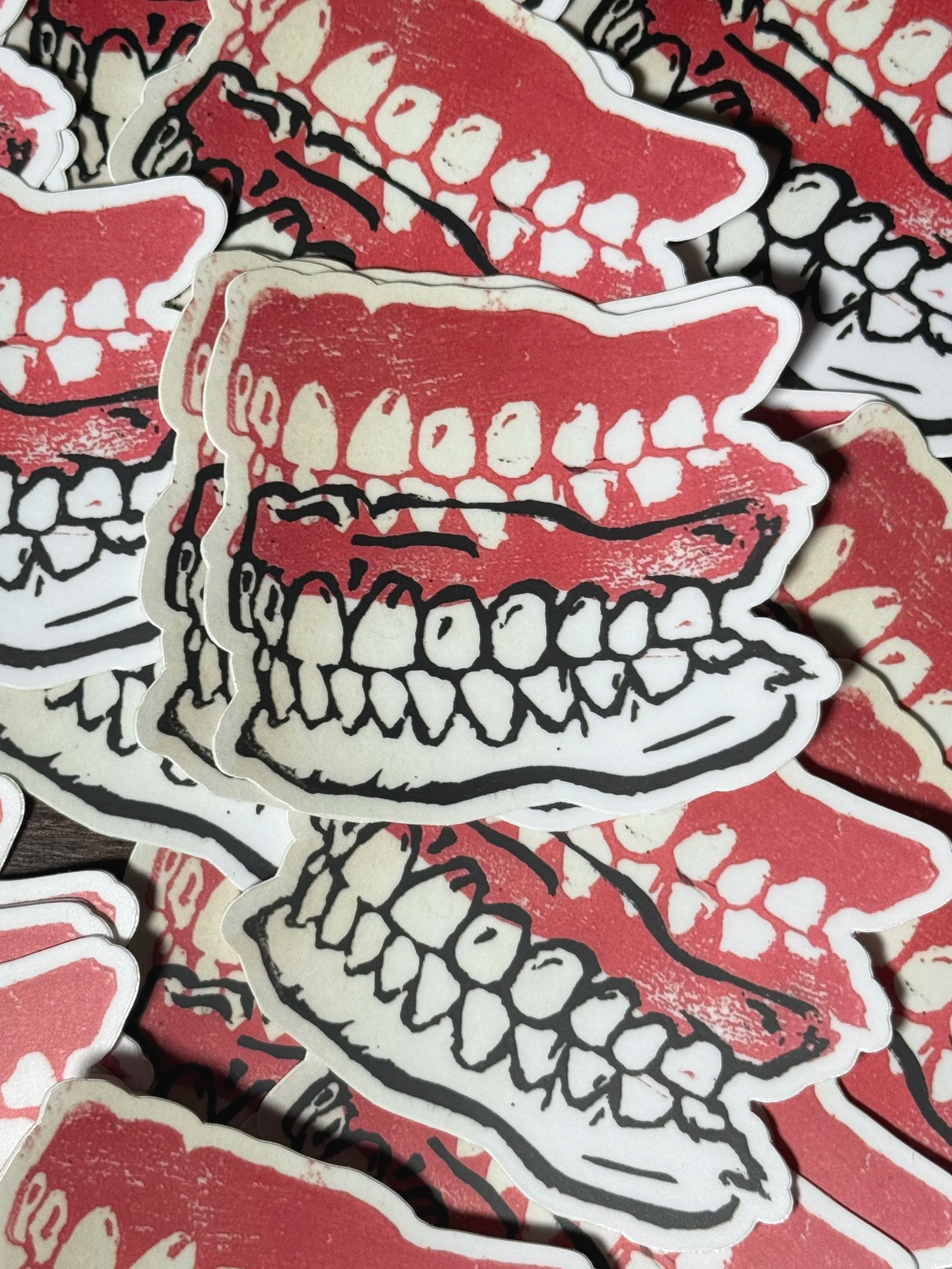 Pink and White Teeth Sticker