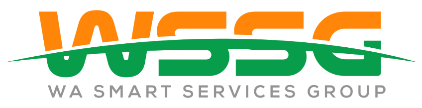 Logo of WA Smart Services Group with the letters WASSG in orange and green.