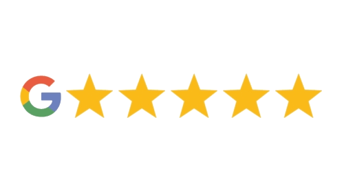 Google logo followed by five gold stars.