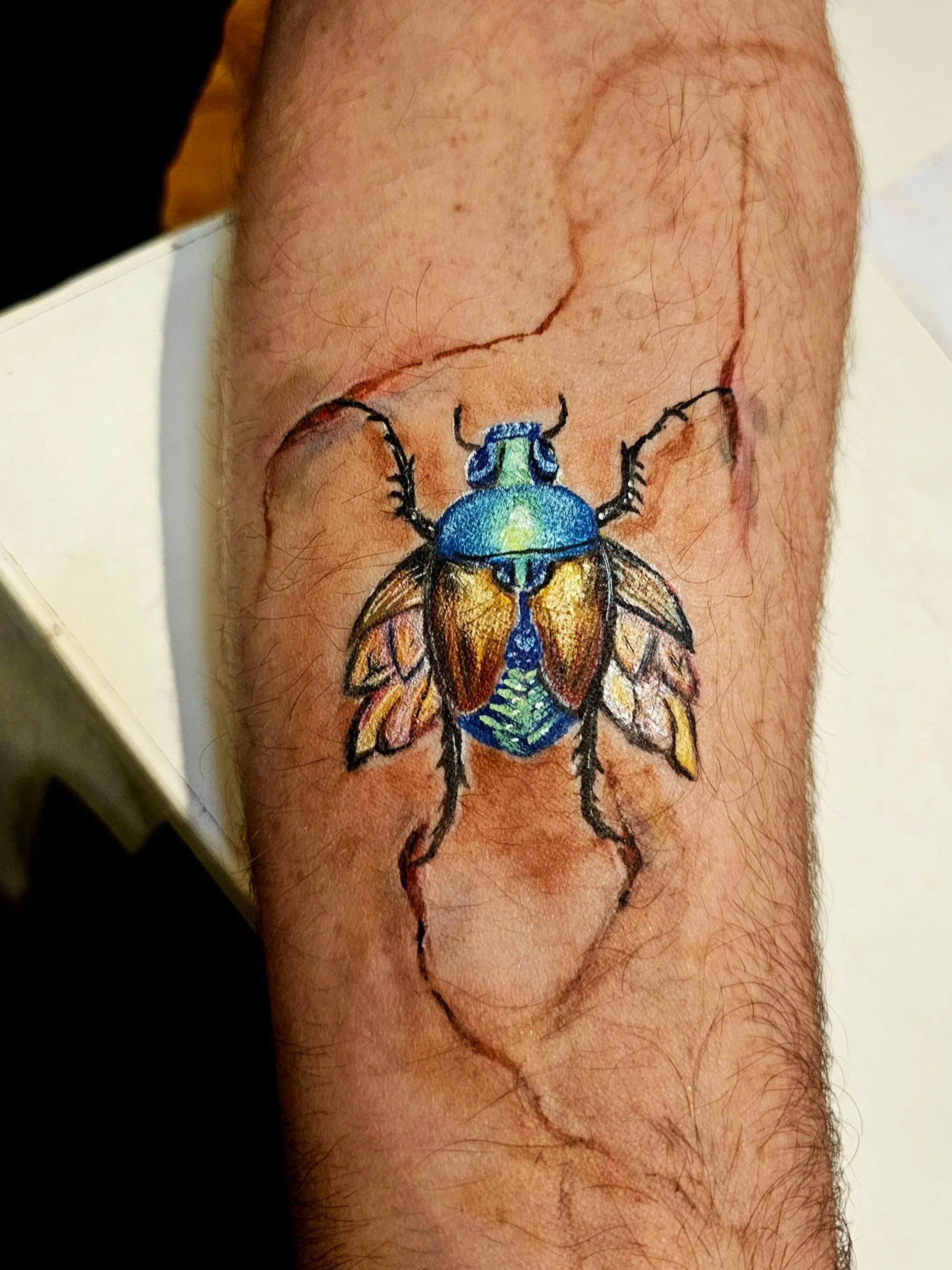 scarab beetle, bodyart, face paint