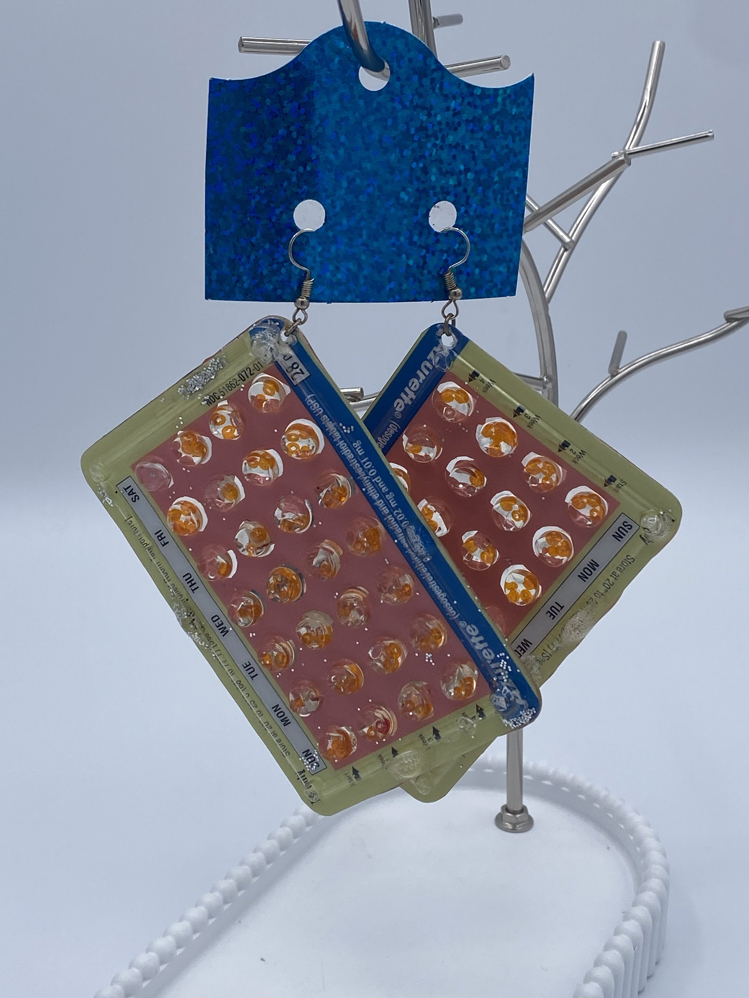 Birth Control Earrings Orange
